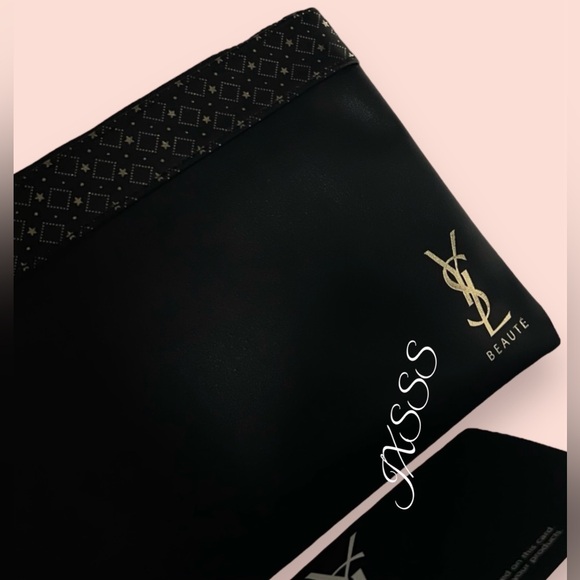 Black/Gold (Faux-Leather) YSL Beauty (Yves Saint Laurent) Cosmetic-Makeup Bag - Picture 6 of 16